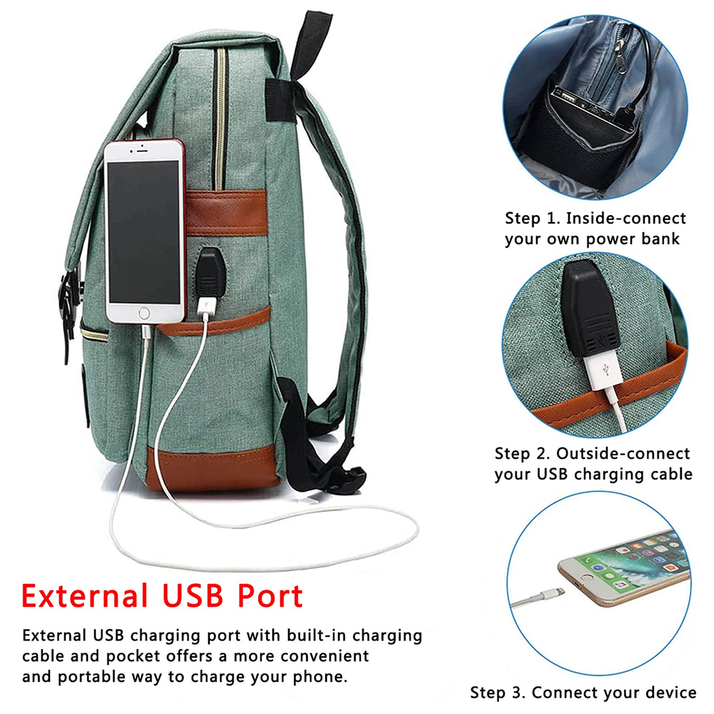 thumbnail image 3 of Mochila para ordenador portátil UKAP para mujeres y hombres, mochila escolar universitaria, mochila para ordenador, mochila con puerto de carga USB, 3 of 8