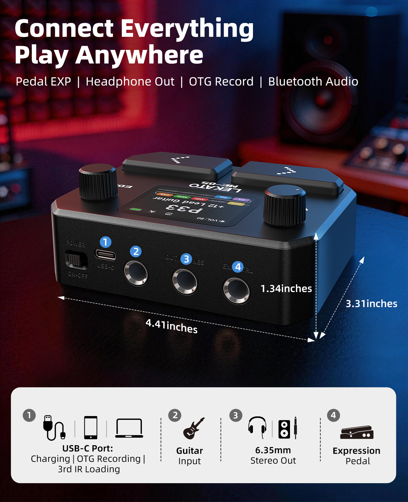New Guitar Modeling IR Cabinets Multi-Effects Pedal Stereo 125 Effect Processor