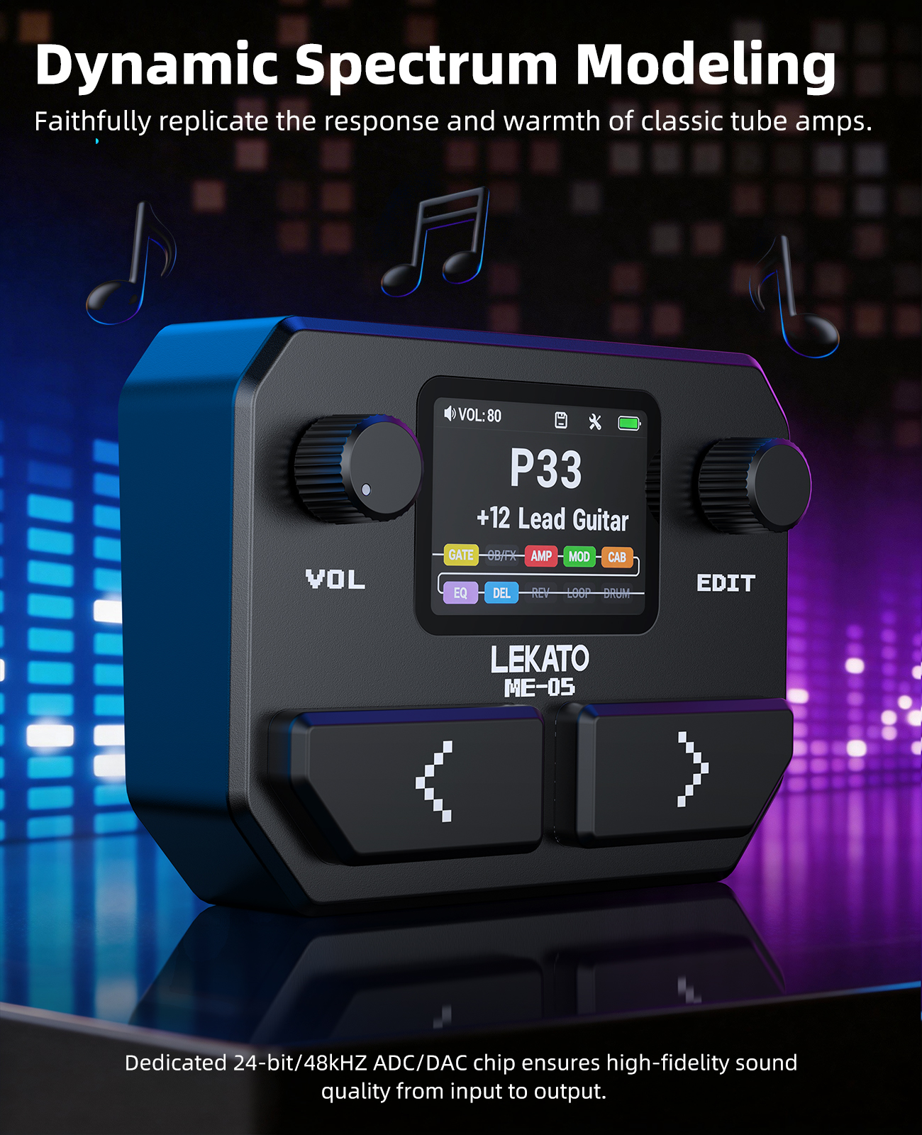 New Guitar Modeling IR Cabinets Multi-Effects Pedal Stereo 125 Effect Processor