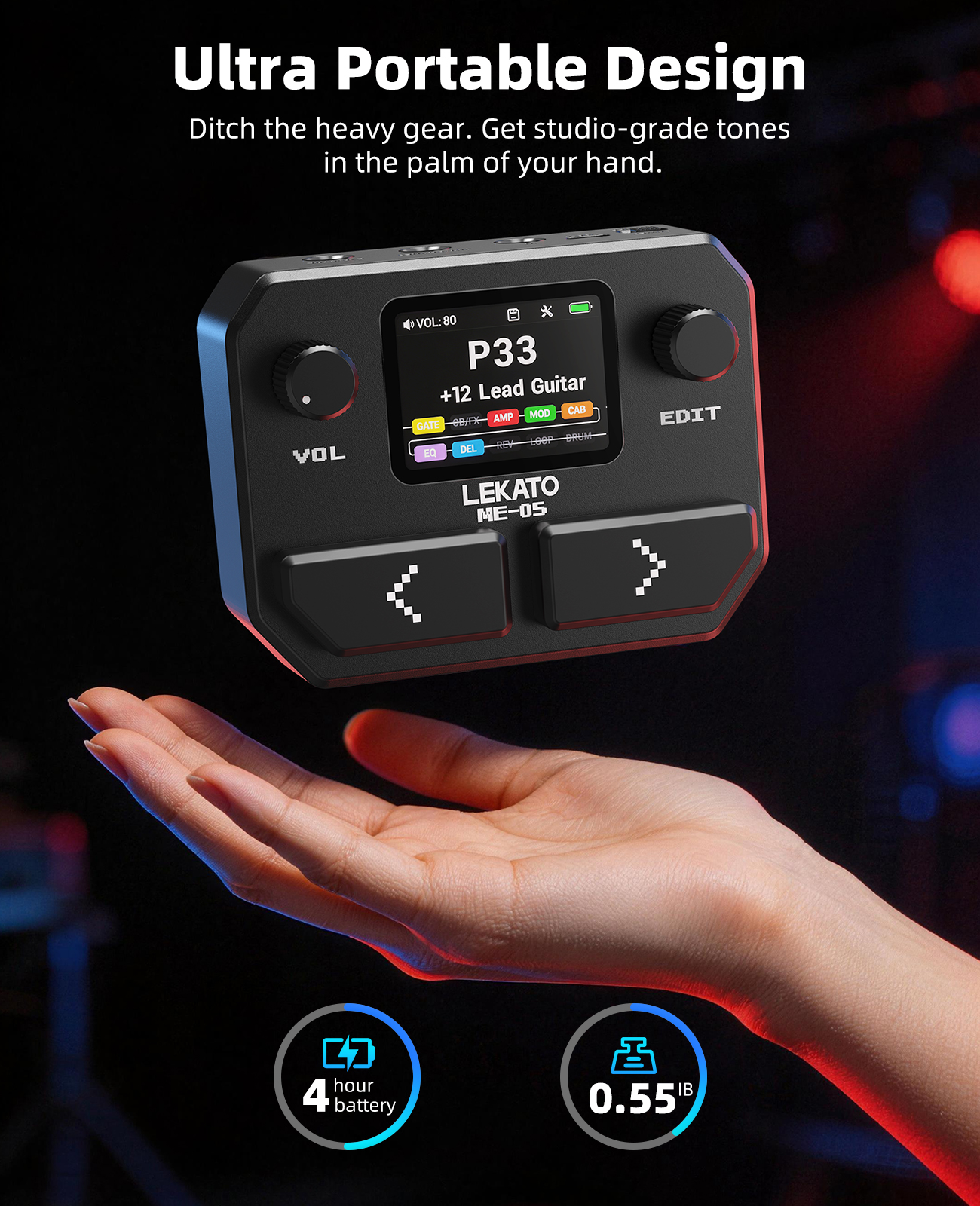 New Guitar Modeling IR Cabinets Multi-Effects Pedal Stereo 125 Effect Processor