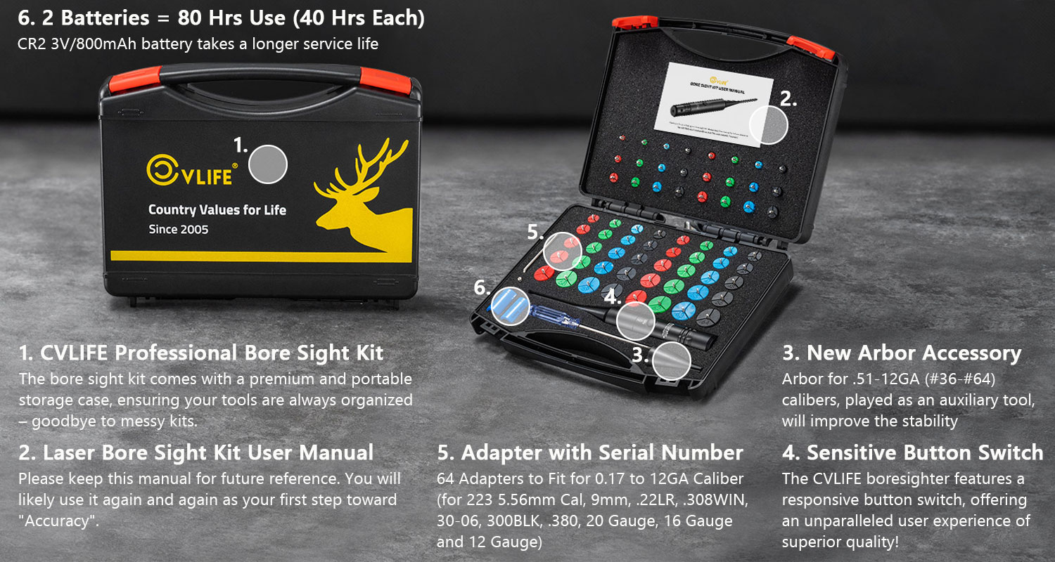 Professional Green Laser Bore Sight Kit 64 Multiple Caliber